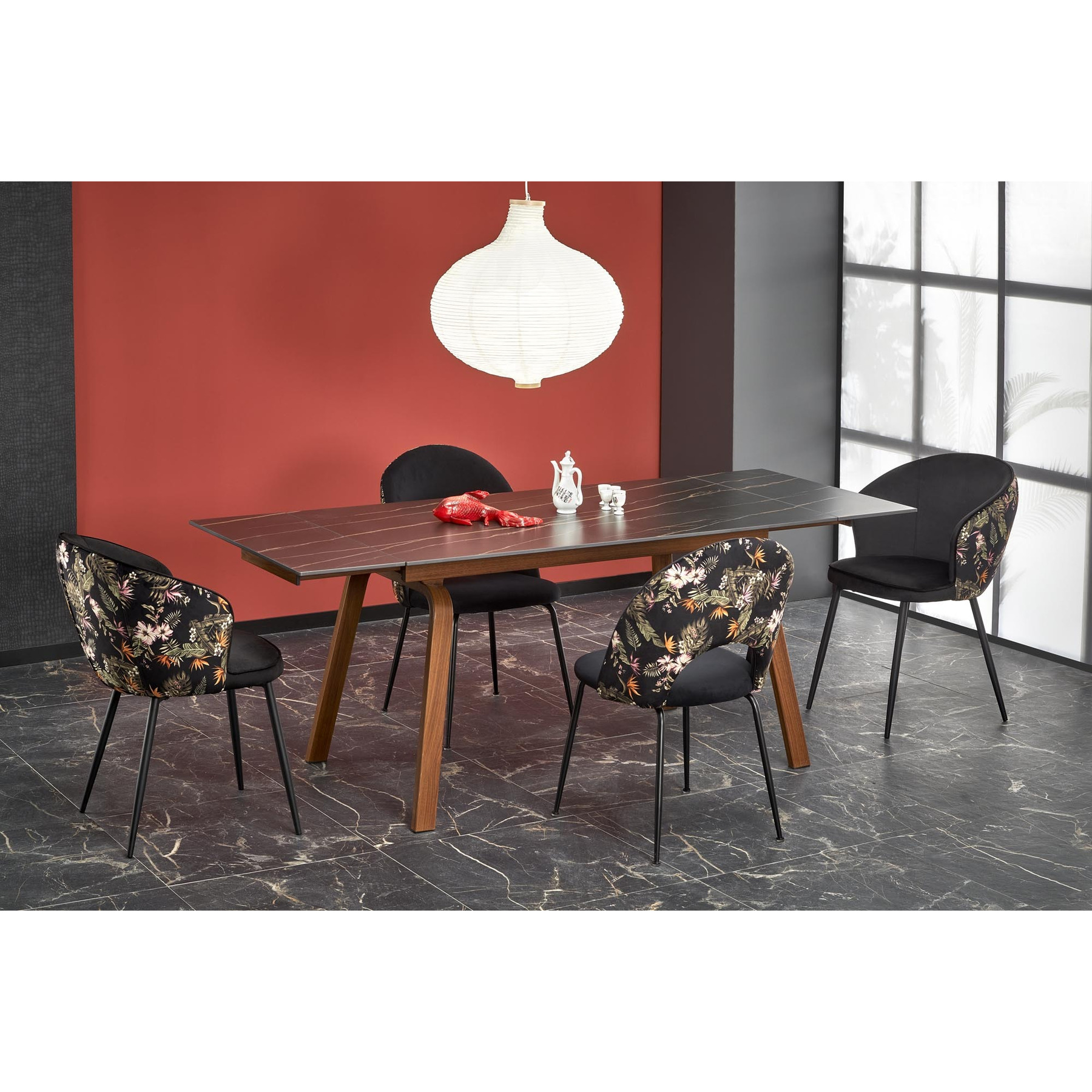 Masa extensibila hagen 116, 140-200x82x76 cm, negru/nuc