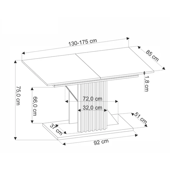 Masa Extensibila Hagen 136, 130-175x85x76 cm, Pal Melaminat, Stejar Wotan/Negru picture - 6