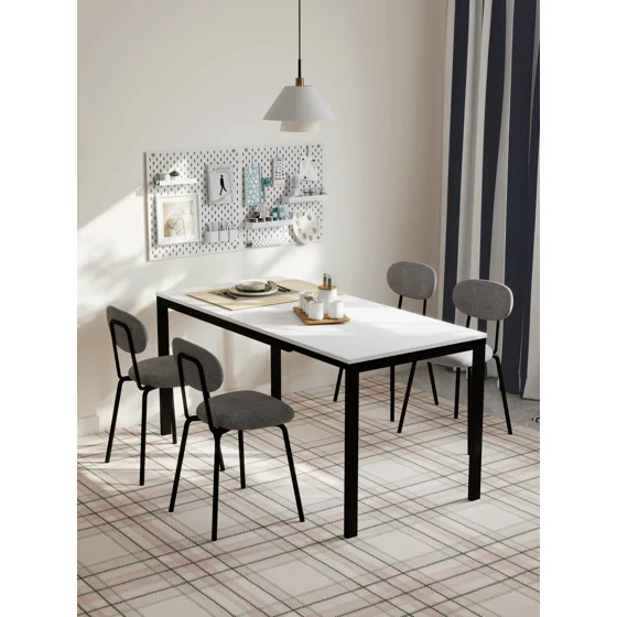 Masa Extensibila Honik, 120-180x74x75 h cm, Metal/Pal Melaminat, Negru/Alb picture - 3