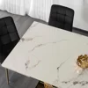 Masa Extensibila Inegol 160-240x90x77.5 h cm,  Blat Ceramic - Auriu/Alb Marmura picture - 3