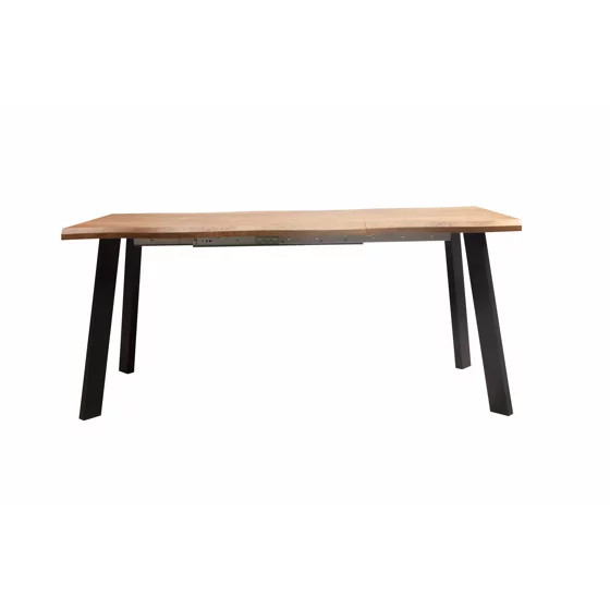 Masa Extensibila Kaari, 120-180x90x75 h cm, Picior Metalic, Blat MDF 4 cm Grosime, Negru/Stejar Inchis picture - 2