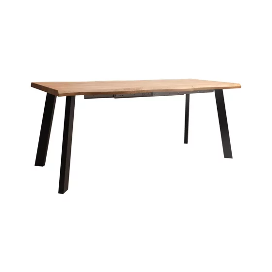 Masa Extensibila Kaari, 120-180x90x75 h cm, Picior Metalic, Blat MDF 4 cm Grosime, Negru/Stejar Inchis picture - 3