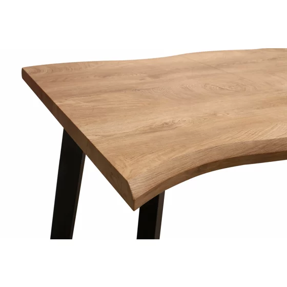 Masa Extensibila Kaari, 120-180x90x75 h cm, Picior Metalic, Blat MDF 4 cm Grosime, Negru/Stejar Inchis picture - 6