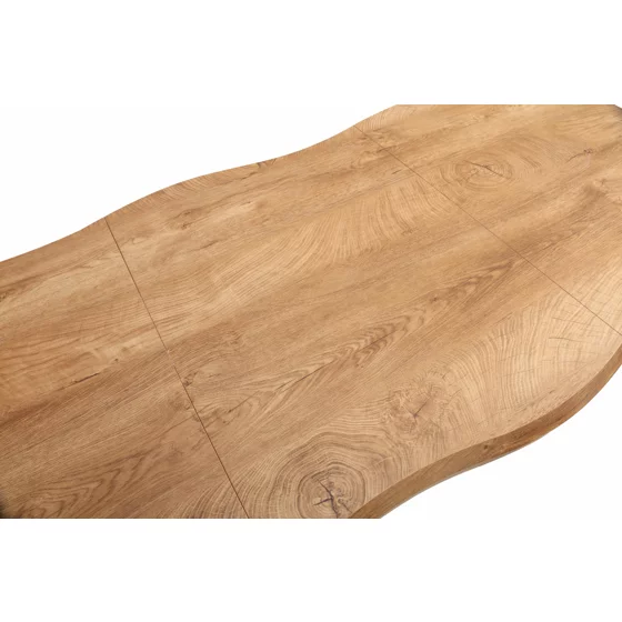 Masa Extensibila Kaari, 150-210x90x75 h cm, Picior Metalic, Blat MDF 4 cm Grosime, Negru/Stejar Inchis picture - 4