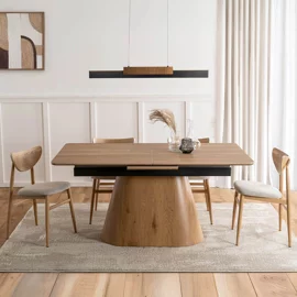 Masa Extensibila Liege, 160-200x90x76 h cm,  Blat Ceramic - Stejar