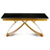 Masa Extensibila Lublin, 160-240-x90x77 cm, Metal/Ceramica, Auriu/Negru Marmura picture - 5