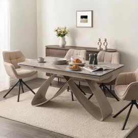 Masa Extensibila Lublin, 160-240-x90x77 cm, Metal/Ceramica, Casmir/Gri