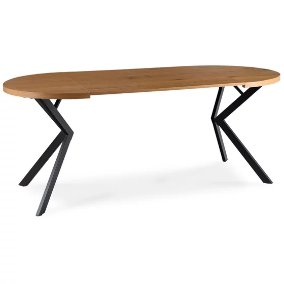 Masa Extensibila Lumos, 90-140-190x90x75,5 h cm, Metal/MDF, Negru/Stejar Auriu picture - 5