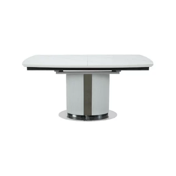 Masa Extensibila Maldon 160-220x90x76 h cm, Blat Ceramic + MDF, Alb Marmura/Gri picture - 2