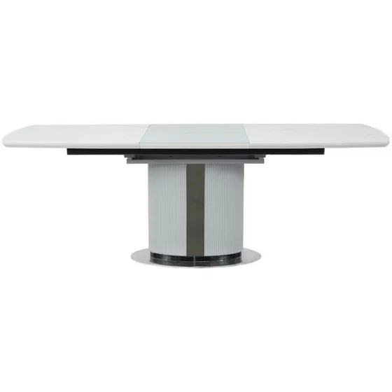 Masa Extensibila Maldon 160-220x90x76 h cm, Blat Ceramic + MDF, Alb Marmura/Gri picture - 5