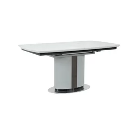 Masa Extensibila Maldon 160-220x90x76 h cm, Blat Ceramic + MDF, Alb Marmura/Gri