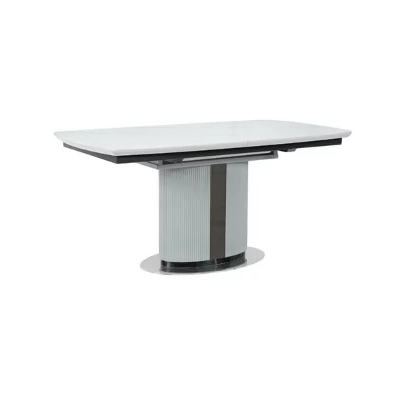 Masa Extensibila Maldon 160-220x90x76 h cm, Blat Ceramic + MDF, Alb Marmura/Gri picture - 1