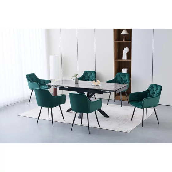 Masa Extensibila Mirage, 130-190x80x76 h cm, Picior Metalic, Blat Ceramic, Gri Lucios picture - 2