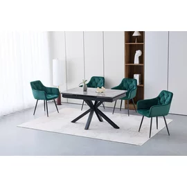 Masa Extensibila Mirage, 130-190x80x76 h cm, Picior Metalic, Blat Ceramic, Gri Lucios