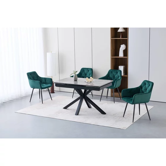 Masa Extensibila Mirage, 130-190x80x76 h cm, Picior Metalic, Blat Ceramic, Gri Lucios picture - 1