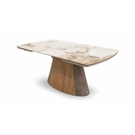 Masa Extensibila Monaris, 160-240x90x76 cm,  MDF/Piatra Sinterizata,  Natur/Beige/Gri