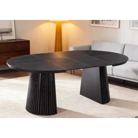 Masa Extensibila Norsica, 120-160-200x120x75 cm, MDF cu Furnir, Neagru