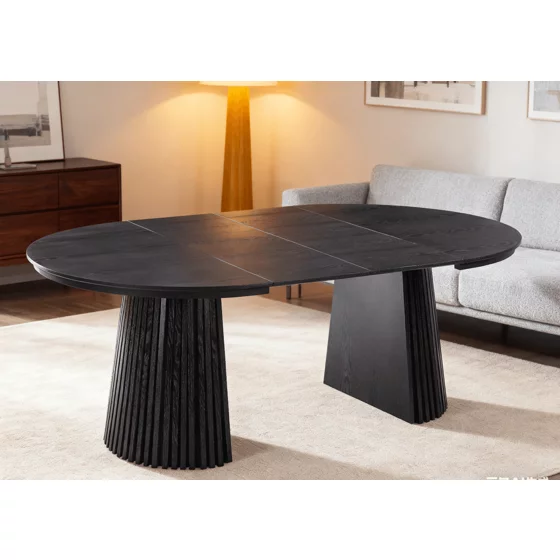 Masa Extensibila Norsica, 120-160-200x120x75 cm, MDF cu Furnir, Negru picture - 2