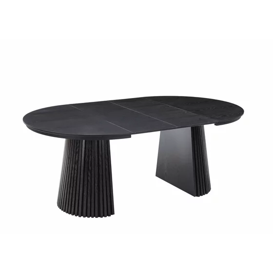 Masa Extensibila Norsica, 120-160-200x120x75 cm, MDF cu Furnir, Negru picture - 7