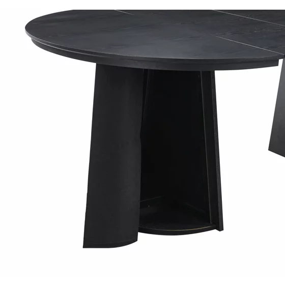 Masa Extensibila Norsica, 120-160-200x120x75 cm, MDF cu Furnir, Negru picture - 8