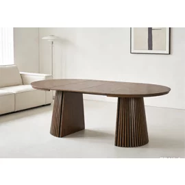 Masa Extensibila Norsica, 120-160-200x120x75 cm, MDF cu Furnir, Nuc