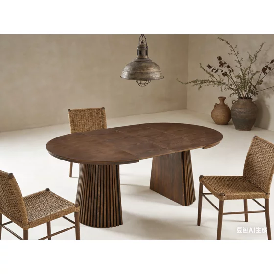 Masa Extensibila Norsica, 120-160-200x120x75 cm, MDF cu Furnir, Nuc picture - 7