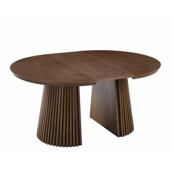 Masa Extensibila Norsica, 120-160-200x120x75 cm, MDF cu Furnir, Nuc picture - 5