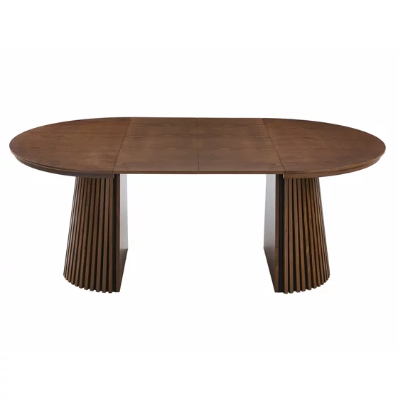 Masa Extensibila Norsica, 120-160-200x120x75 cm, MDF cu Furnir, Nuc picture - 3