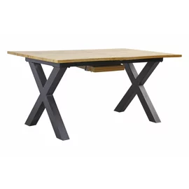 Masa Extensibila Oaken, 160-200x90x76 h cm, Picior Metalic, Blat MDF, Negru/Stejar