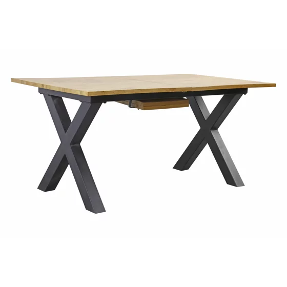 Masa Extensibila Oaken, 160-200x90x76 h cm, Picior Metalic, Blat MDF, Negru/Stejar picture - 2