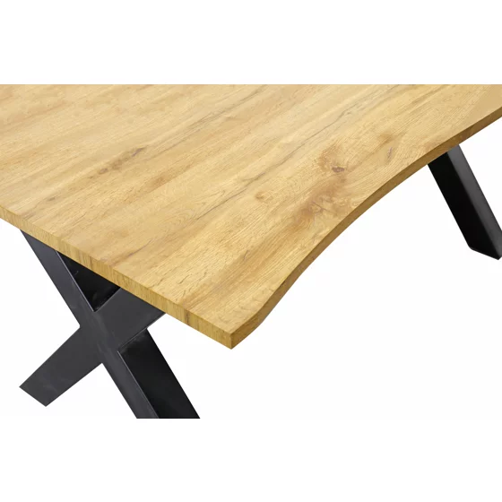 Masa Extensibila Oaken, 160-200x90x76 h cm, Picior Metalic, Blat MDF, Negru/Stejar picture - 6