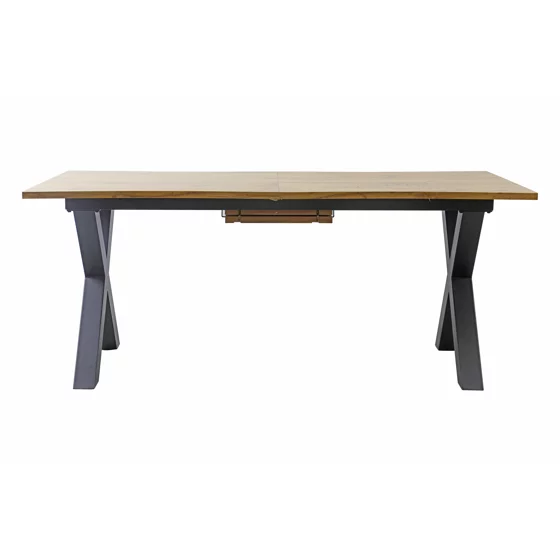 Masa Extensibila Oaken, 180-220x90x76 h cm, Picior Metalic, Blat MDF, Negru/Stejar picture - 4