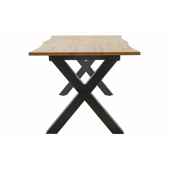 Masa Extensibila Oaken, 180-220x90x76 h cm, Picior Metalic, Blat MDF, Negru/Stejar picture - 5