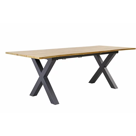 Masa Extensibila Oaken, 180-220x90x76 h cm, Picior Metalic, Blat MDF, Negru/Stejar picture - 1