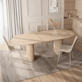 Masa Extensibila Oregon, 180-220x90x76 h cm, MDF, Travertin