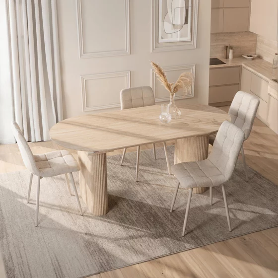 Masa Extensibila Oregon, 180-220x90x76 h cm, MDF, Travertin picture - 3