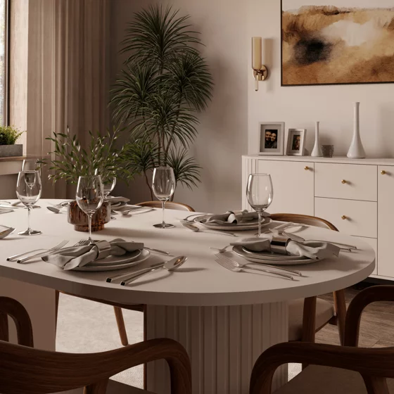 Masa Extensibila Ovalio, 100-144-188x100x75 h cm, Pal Melaminat/MDF, Beige picture - 8