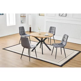 Masa Extensibila Pergola, 100-250x100x75 h cm, Metal/MDF Melaminat, Negru/Stejar Natur