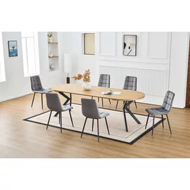Masa Extensibila Pergola, 100-250x100x75 h cm, Metal/MDF Melaminat, Negru/Stejar Natur
