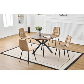 Masa Extensibila Pergola, 100-250x100x75 h cm, Metal/MDF Melaminat, Negru/Nuc