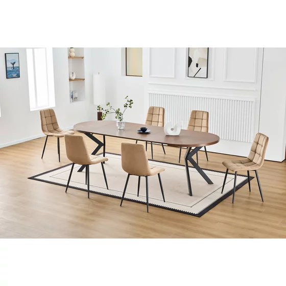 Masa Extensibila Pergola, 100-250x100x75 h cm, Metal/MDF Melaminat, Negru/Nuc picture - 2