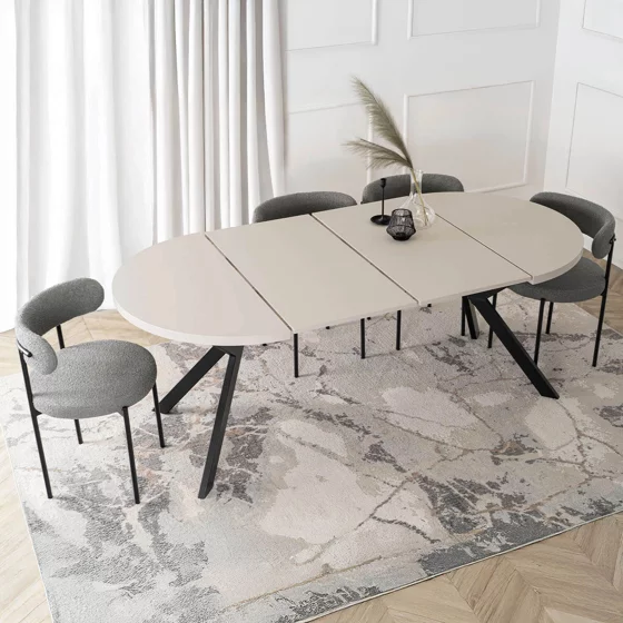 Masa Extensibila Peroni E, 100-250x100x75 h cm, Metal/MDF, Casmir/Negru picture - 3