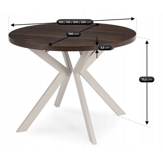 Masa Extensibila Peroni E, 100-250x100x75 h cm, Metal/MDF, Casmir/Nuc picture - 8
