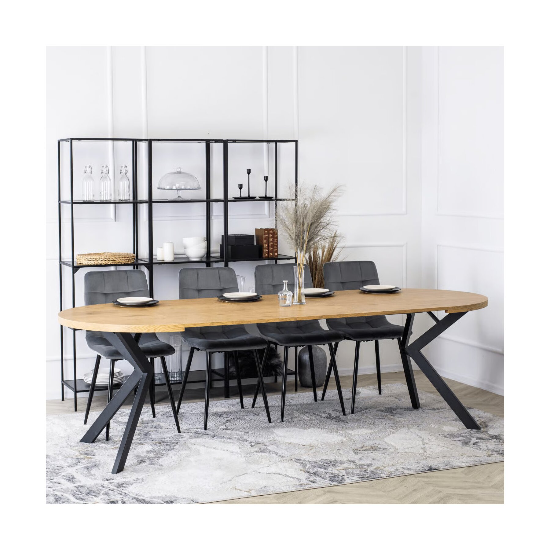 Masa Extensibila Peroni E, 100-250x100x75 h cm, Metal/MDF, Negru