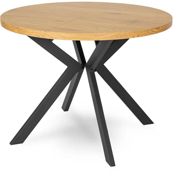 Masa Extensibila Peroni E, 100-250x100x75 h cm, Metal/MDF, Negru/Stejar Auriu picture - 1