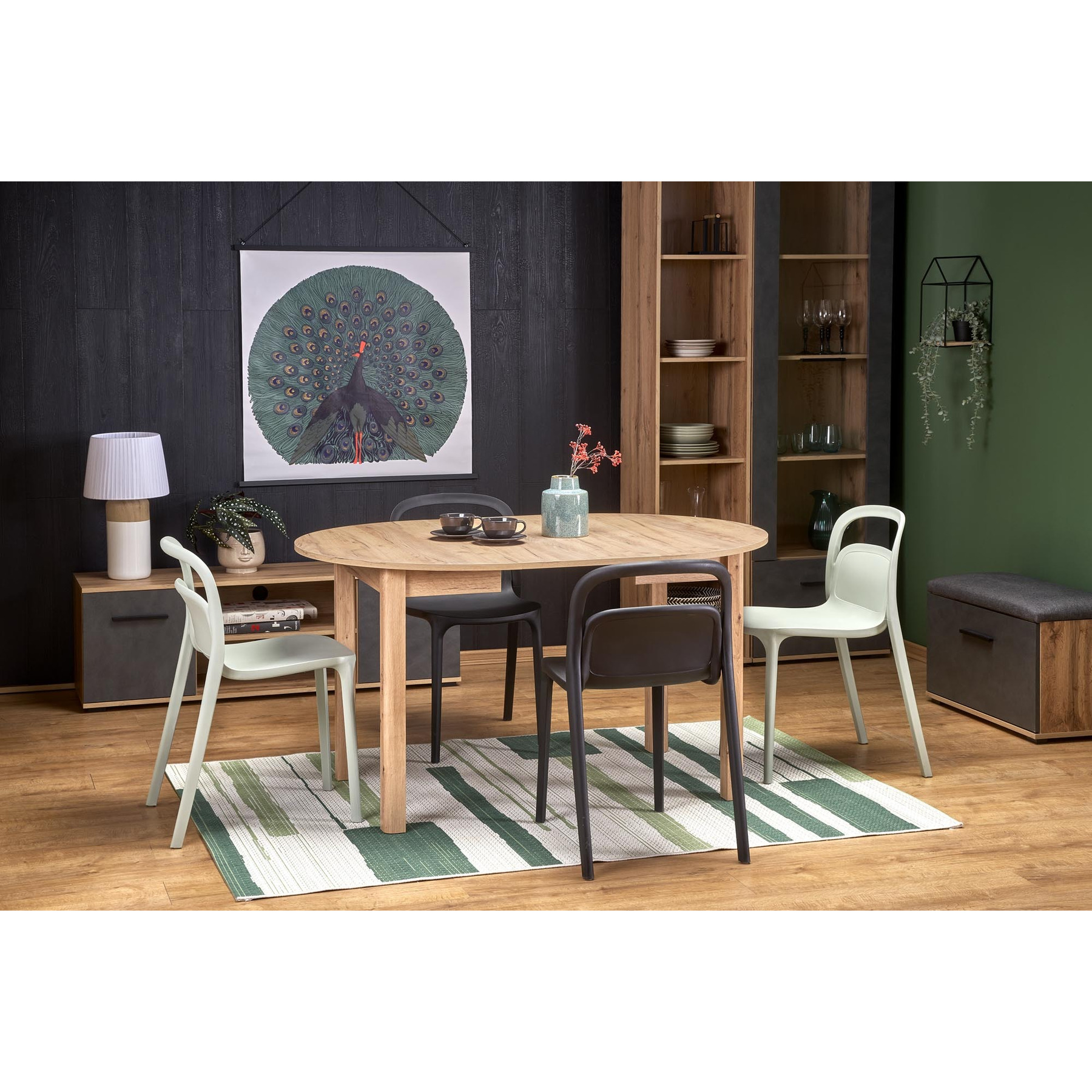 Masa extensibila riposto, 102-142x102x76 cm, stejar craft
