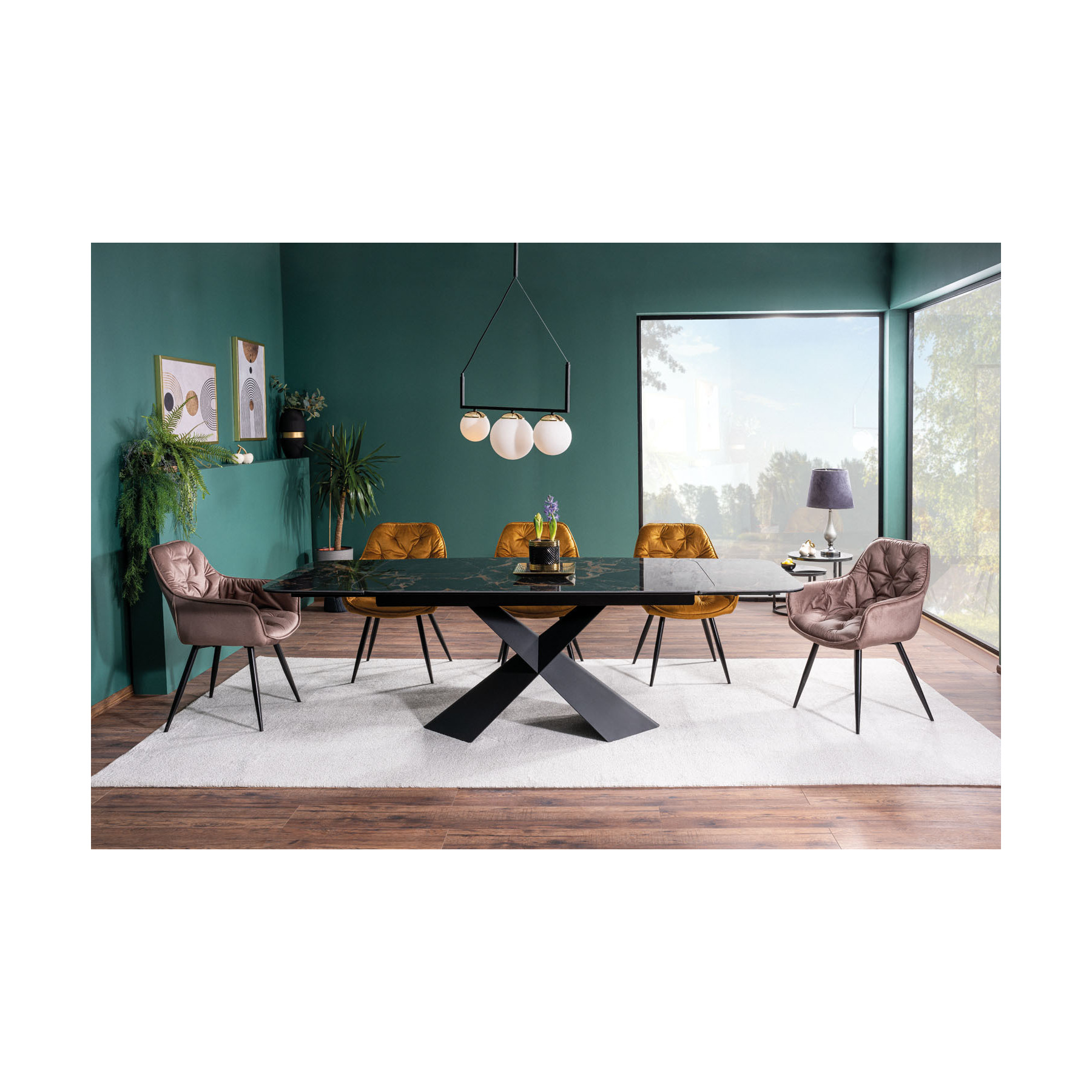 Masa extensibila shelby 111 ceramic, 160-240x95x76 cm, neagra