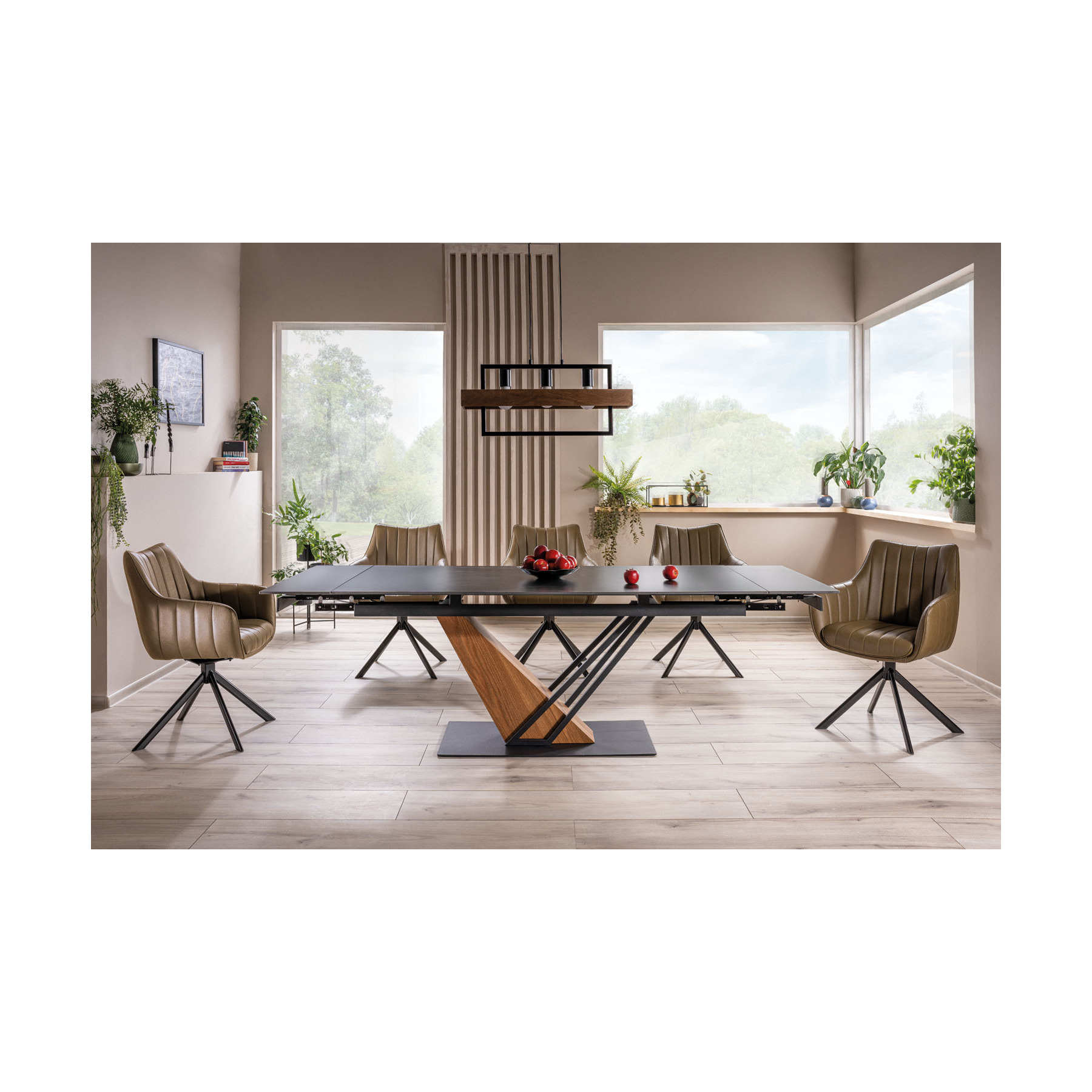 Masa extensibila shelby 132, 180-240x90x75 cm, negru/maro