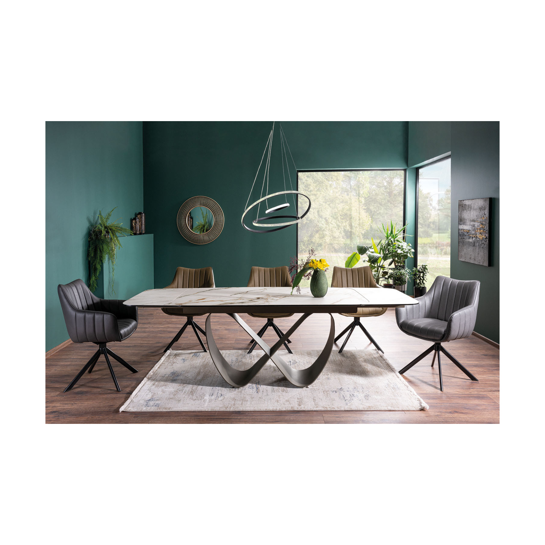 Masa extensibila shelby 137 ceramic, 160-240x95x76 cm, alb/maro
