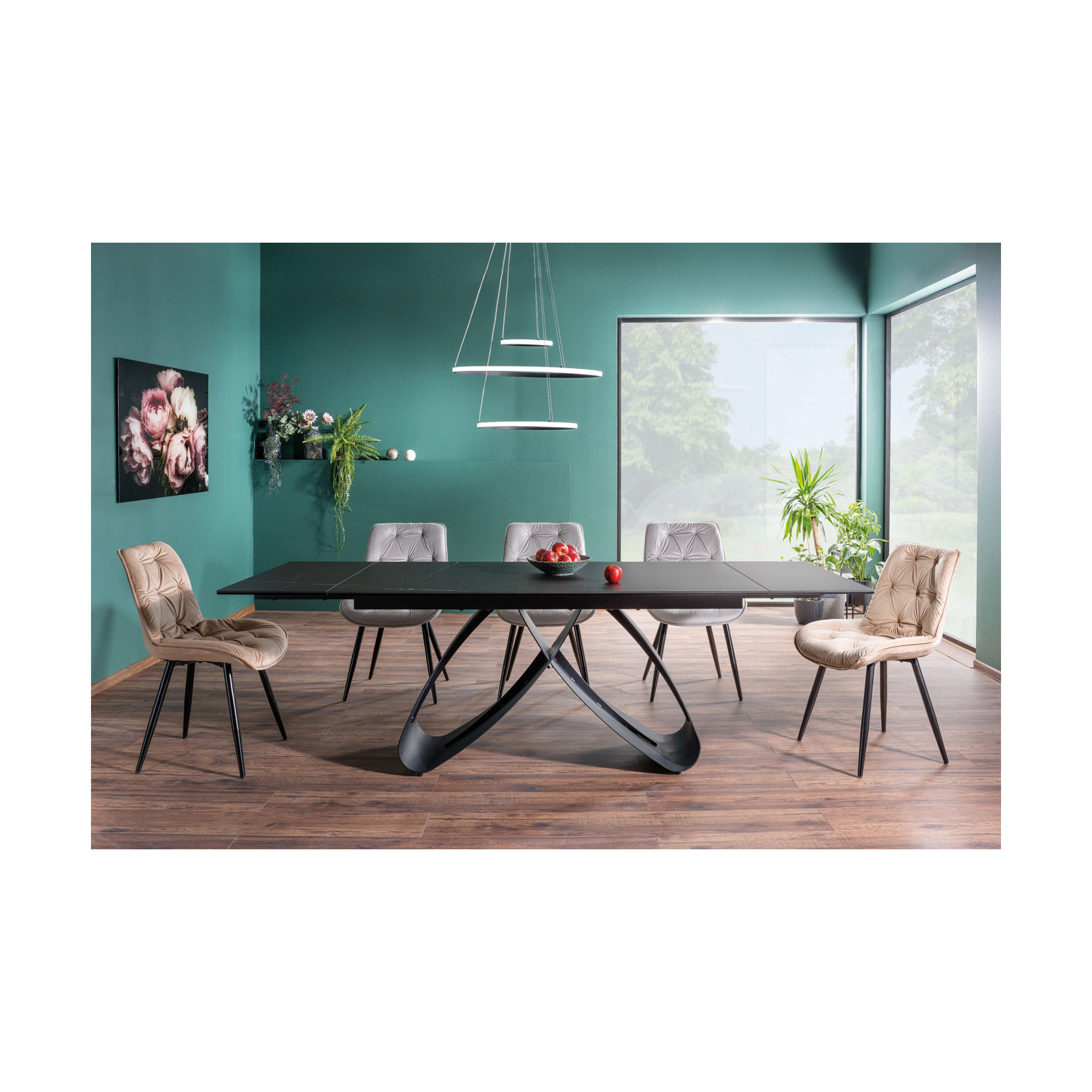 Masa extensibila shelby 154 ceramic, 160-240x90x76 cm, neagra